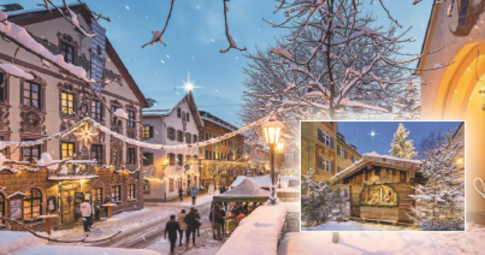 Partenkirchen Hüttenzauber und Krippenweg | © HUBER IMAGES Blick auf verschneite Ludwigstraße Partenkirchen | © HUBER IMAGES