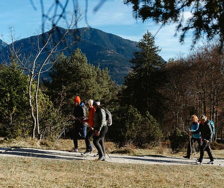 Blick auf eine Wandergruppe am Kramerplateauweg in Grmisch-Partenkirchen beim BergBlick Retreat 2024 | © GaPa Tourismus GmbH/ Laura Schmatz